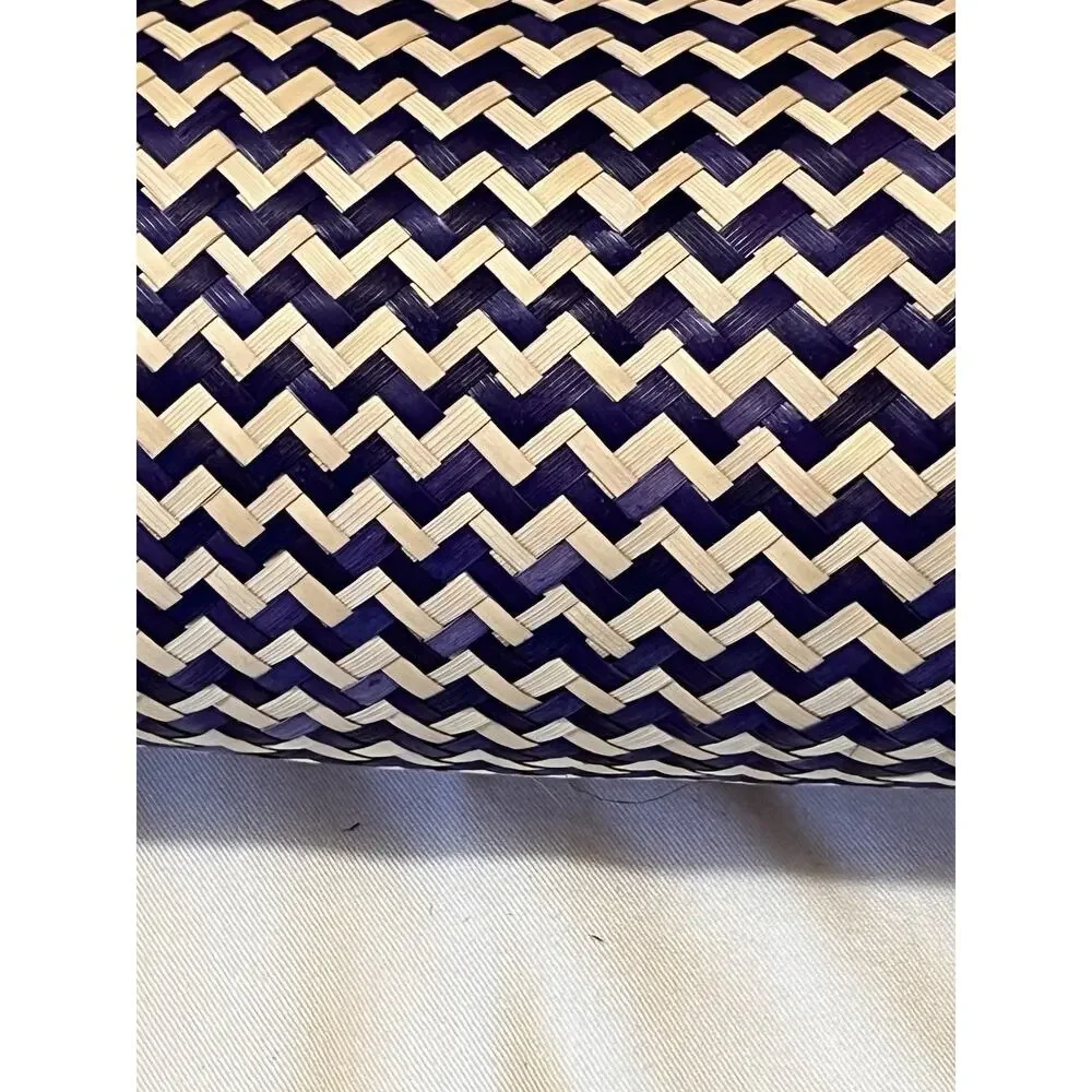Handwoven Palm Leaf Chevron Wine Bottle‎ Case ~ 2-Piece Gift Basket Holder